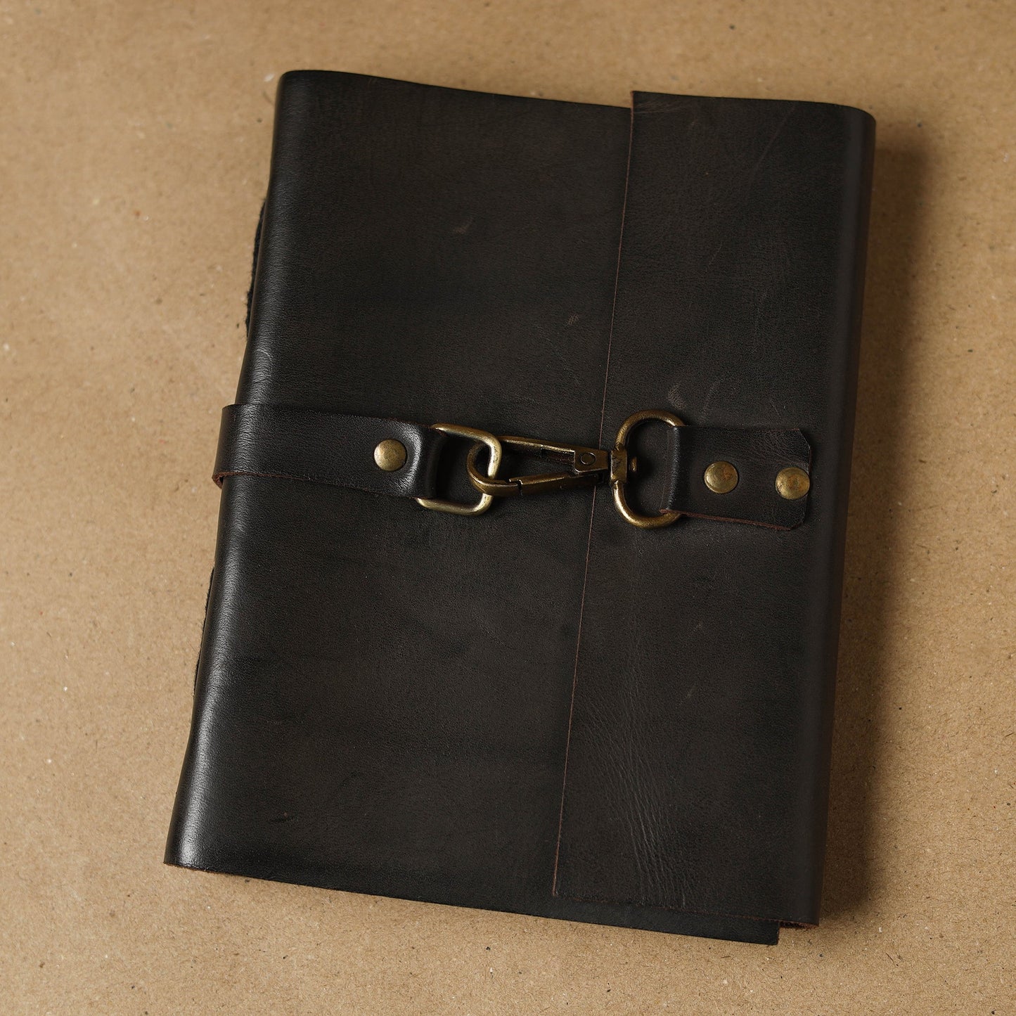 Black - leather cover handmade paper notebook 20