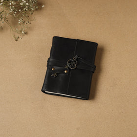 Black - leather cover handmade paper notebook 21