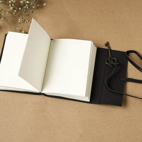 Black - leather cover handmade paper notebook 21