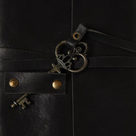 Black - leather cover handmade paper notebook 21