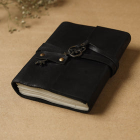 Black - leather cover handmade paper notebook 21