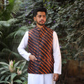 Black Leheriya Tie & Dye Chanderi Silk Handloom Nehru Jacket
