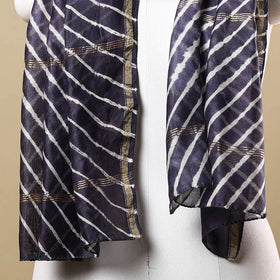 Black - leheriya tie-dye chanderi silk handloom stole