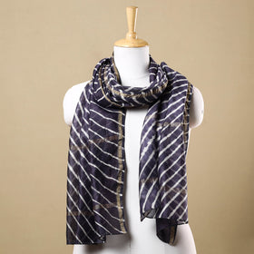 Black - leheriya tie-dye chanderi silk handloom stole