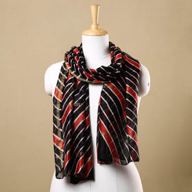 Black - leheriya tie-dye chanderi silk handloom stole