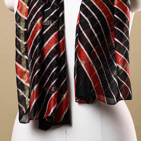Black - leheriya tie-dye chanderi silk handloom stole