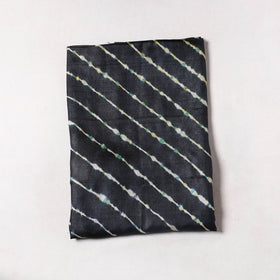 Black Leheriya Tie-Dye Tussar Silk Precut Fabric