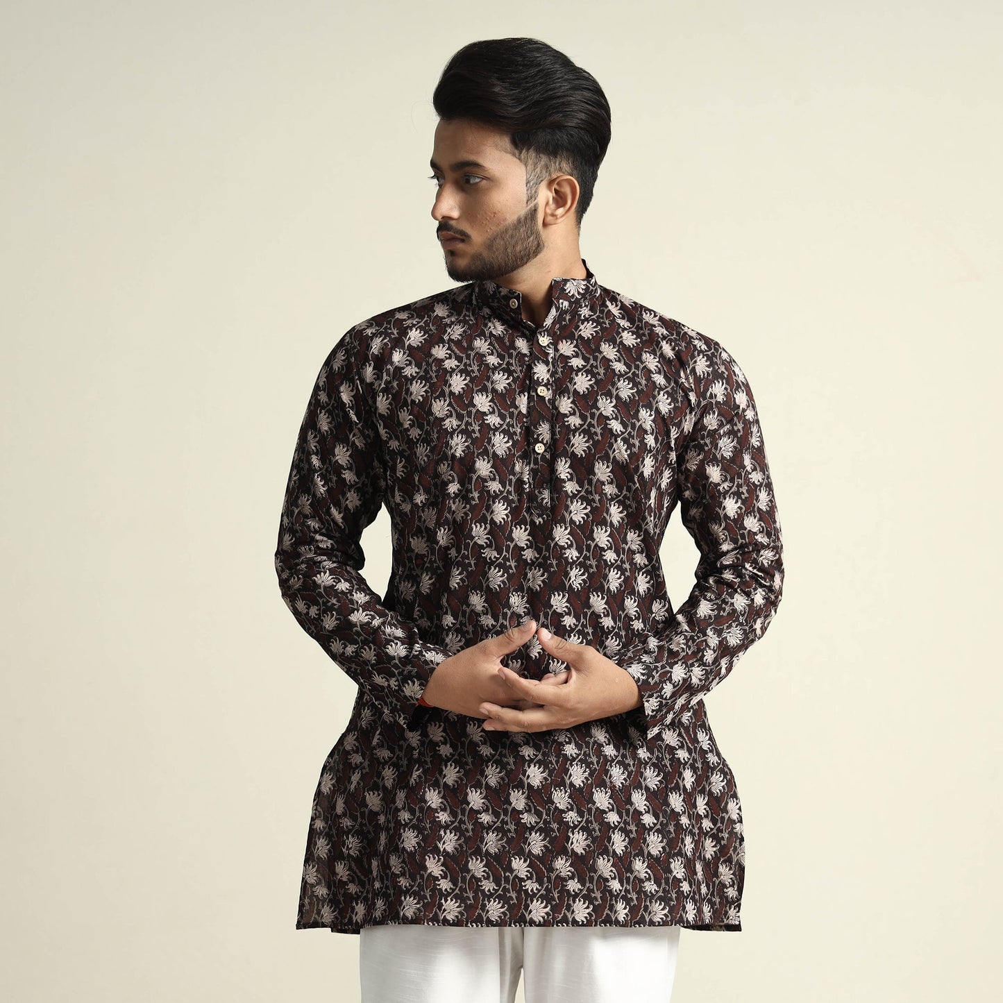  Bagru Block Printed Cotton Men Short Kurta 