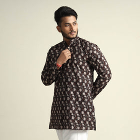  Bagru Block Printed Cotton Men Short Kurta 