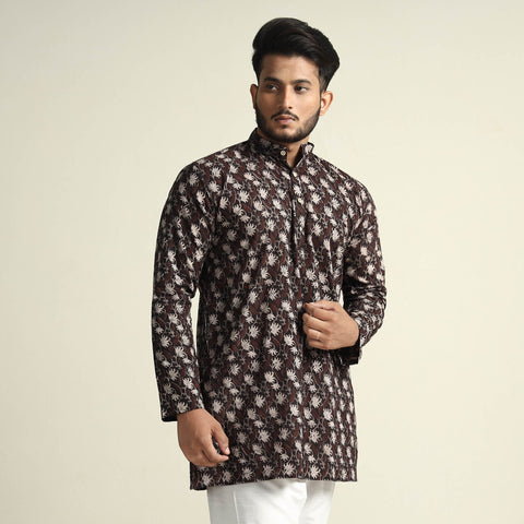  Bagru Block Printed Cotton Men Short Kurta 