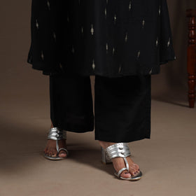 Black - a-line buti work spun dupion silk plain kurta set