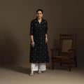 A-line cotton hand embroidered jacquard kurta for women 01