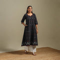 A-line cotton hand embroidered jamdani border thread buti