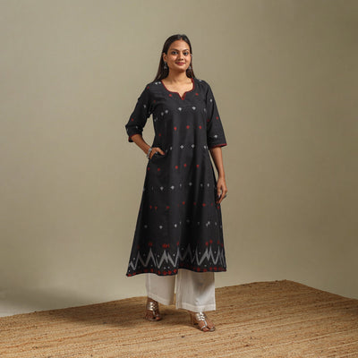 A-line cotton hand embroidered jamdani border thread buti