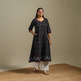 A-line cotton hand embroidered jamdani border thread buti