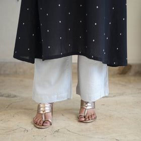 Black A-Line Cotton Jacquard Kurta