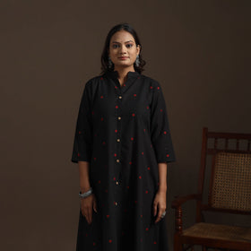 A-line cotton jacquard kurta for women 03 - handcrafted