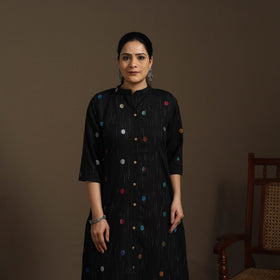 A-line cotton jacquard kurta for women 08 - handcrafted