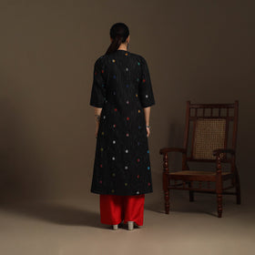 A-line cotton jacquard kurta for women 08 - handcrafted