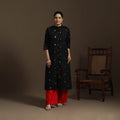 A-line cotton jacquard kurta for women 08 - handcrafted