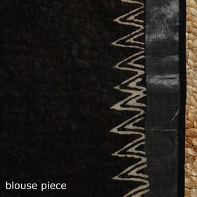 Linen hand batik saree with zari border 15 - handcrafted