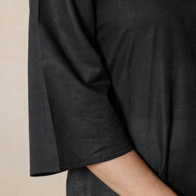 Buy Black Linen Viscose Plain Long Kurta for Women
