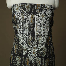 Lucknowi chikankari hand work bagru block print unstitched
