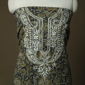 Lucknowi chikankari hand work bagru block print unstitched