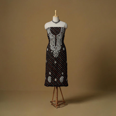 Lucknowi chikankari hand work bandhani unstitched kurta