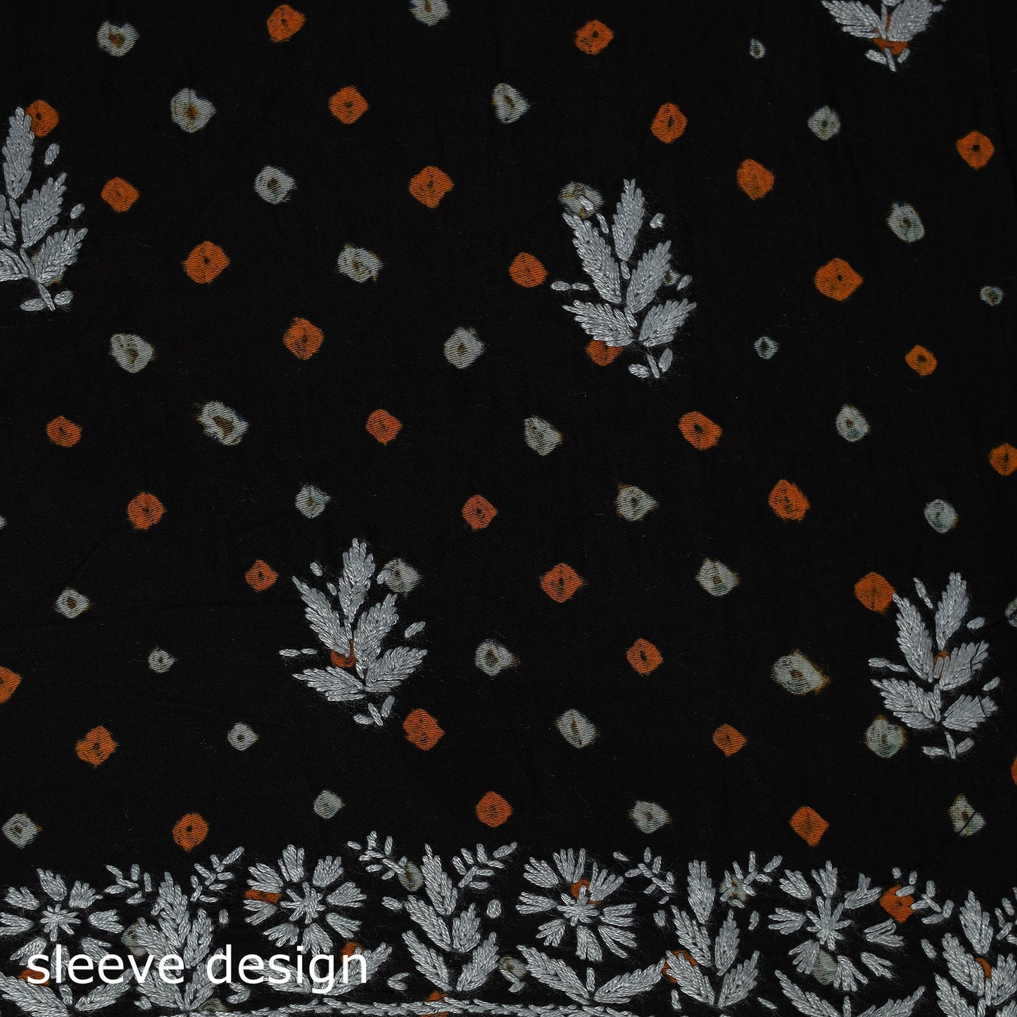 Black - lucknowi chikankari work bandhani unstitched kurta