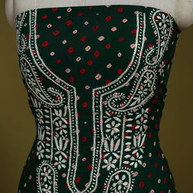 Lucknowi chikankari work bandhani unstitched kurta material