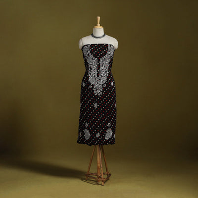 Lucknowi chikankari work bandhani unstitched kurta material