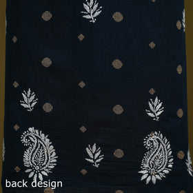 Black - lucknowi chikankari work jacquard unstitched kurta