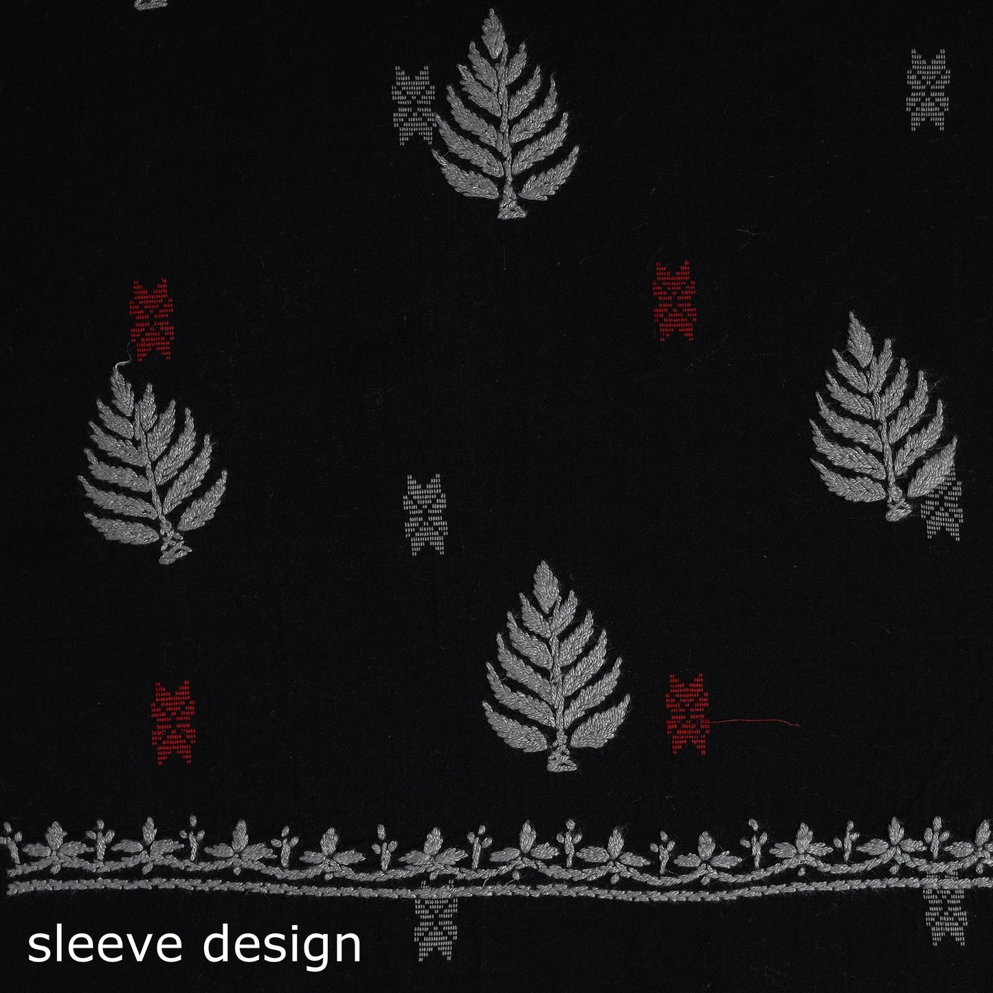 Black - lucknowi chikankari work jacquard unstitched kurta