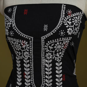 Black - lucknowi chikankari work jacquard unstitched kurta