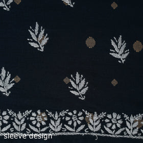 Black - lucknowi chikankari work jacquard unstitched kurta