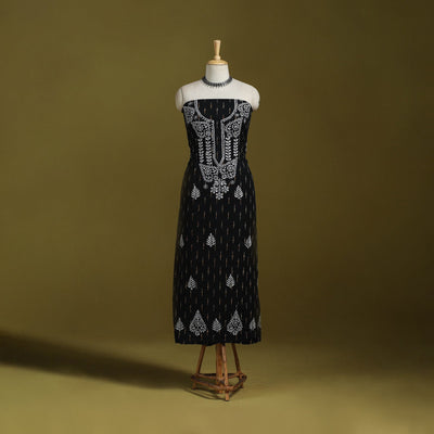 Lucknowi chikankari work pochampally ikat unstitched kurta