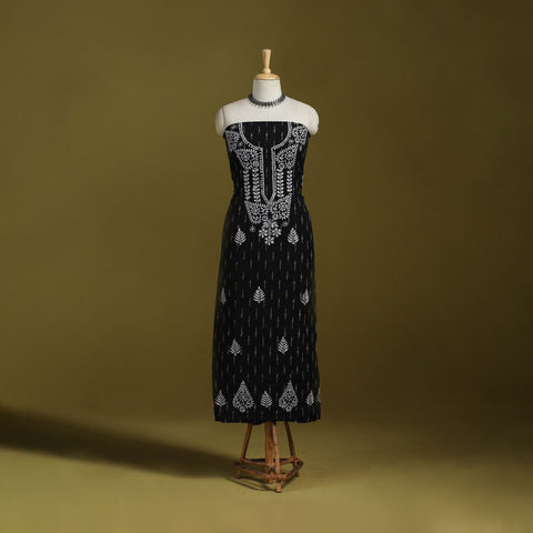 Lucknowi chikankari work pochampally ikat unstitched kurta