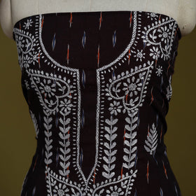 Lucknowi chikankari work pochampally ikat unstitched kurta