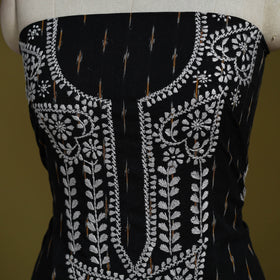Lucknowi chikankari work pochampally ikat unstitched kurta