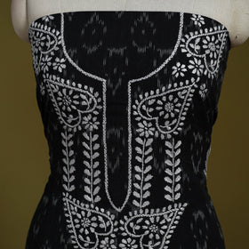 Lucknowi chikankari work pochampally ikat unstitched kurta