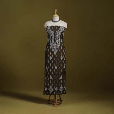 Lucknowi chikankari work pochampally ikat unstitched kurta