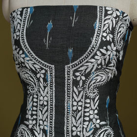 Lucknowi chikankari work pochampally ikat unstitched kurta