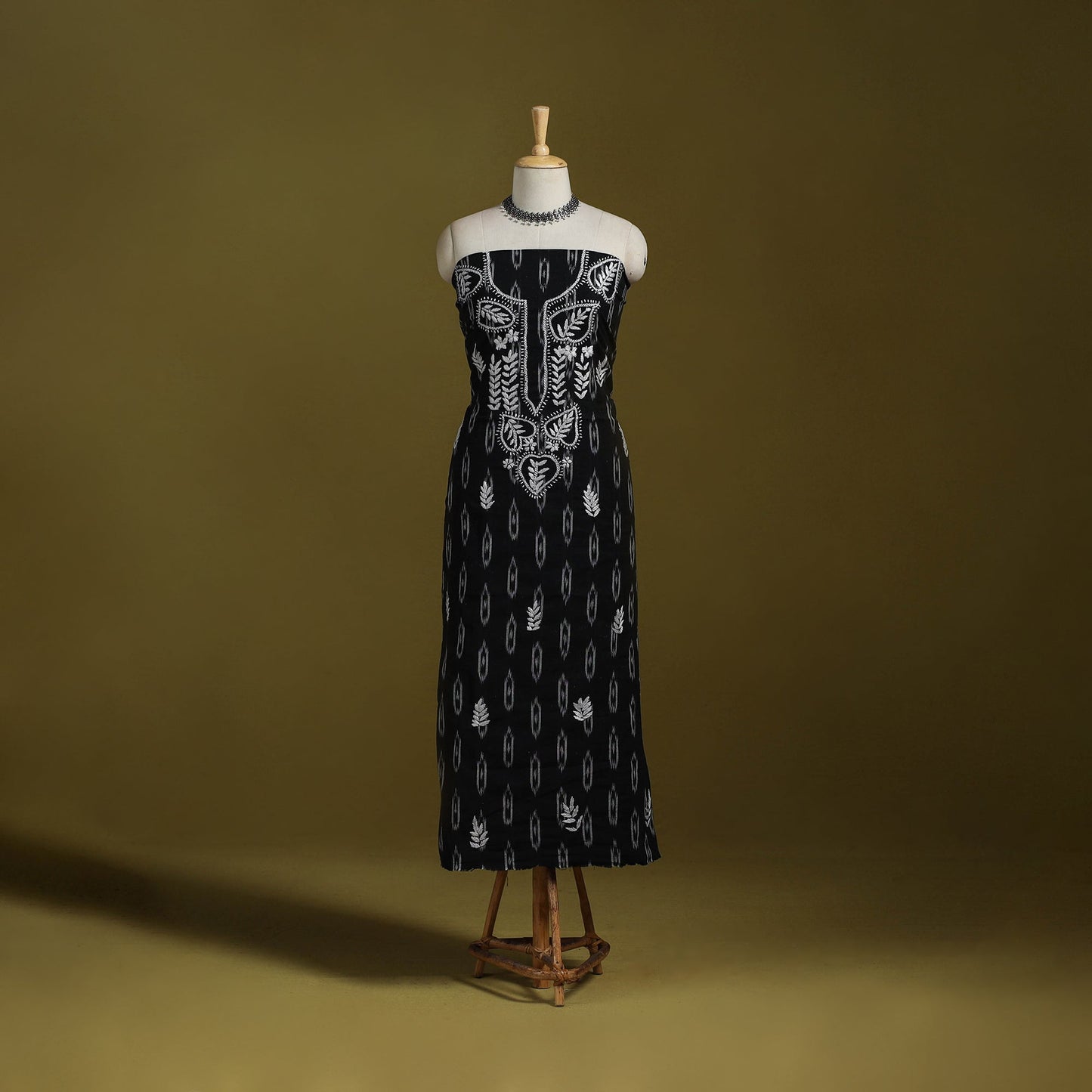 Lucknowi chikankari work pochampally ikat unstitched kurta