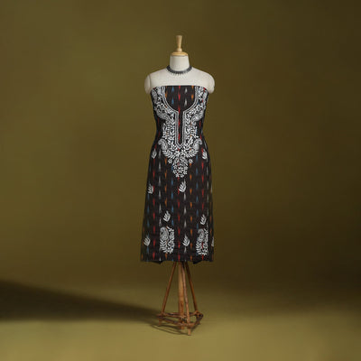 Lucknowi chikankari work pochampally ikat unstitched kurta