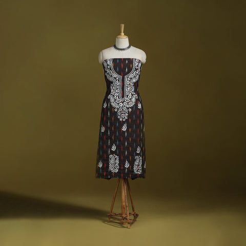Lucknowi chikankari work pochampally ikat unstitched kurta