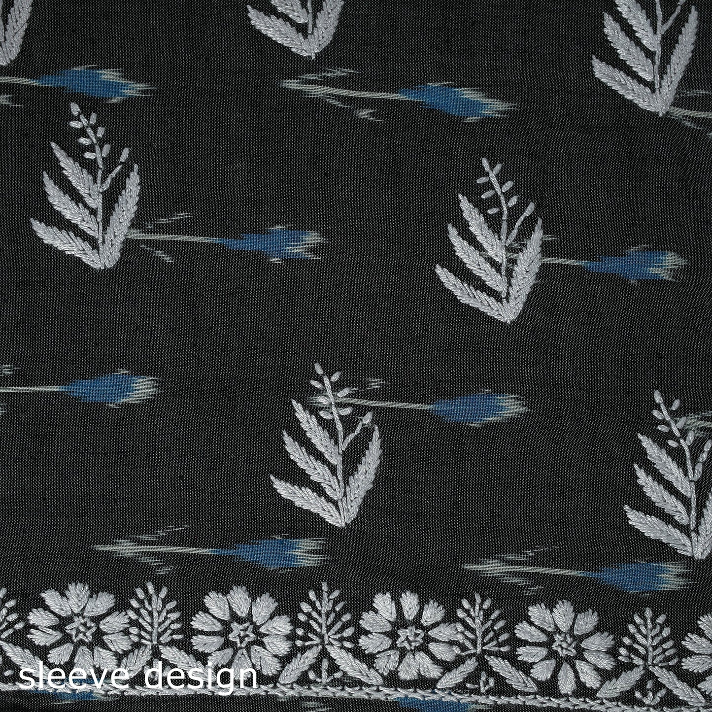 Lucknowi chikankari work pochampally ikat unstitched kurta