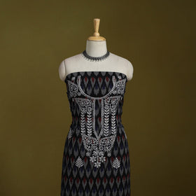 Lucknowi chikankari work pochampally ikat unstitched kurta