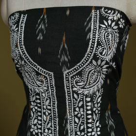 Lucknowi chikankari work pochampally ikat unstitched kurta