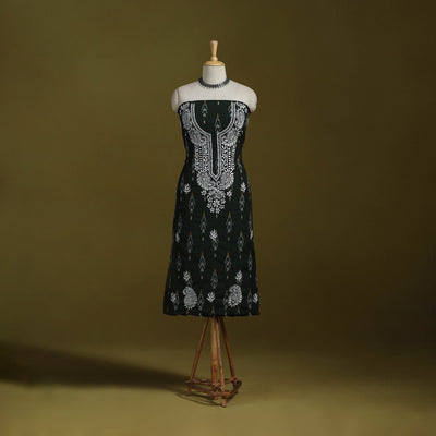 Lucknowi chikankari work pochampally ikat unstitched kurta